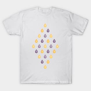 Yellow and purple raindrops pattern T-Shirt